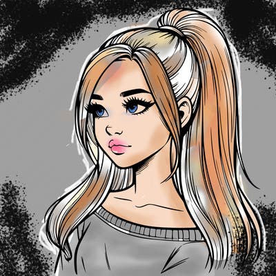 realistic girl with a high ponytail