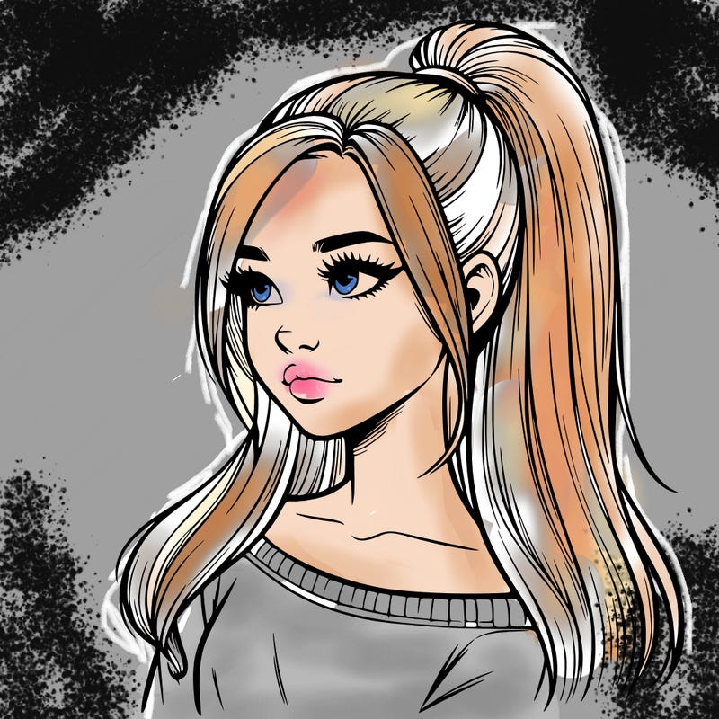 realistic girl with a high ponytail