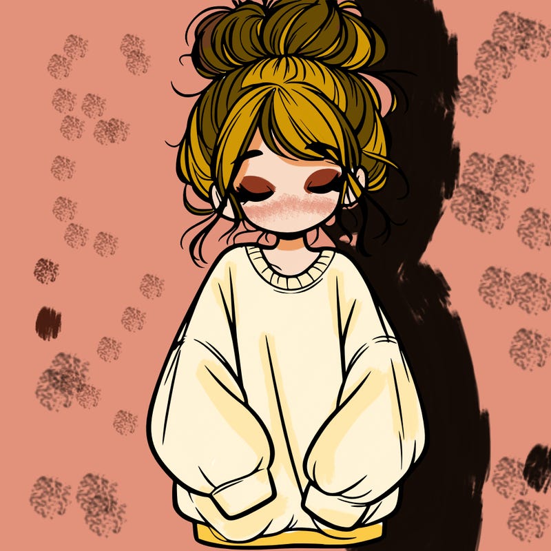 girl with baggy sweatshirt and messy bun