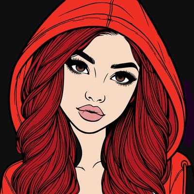realistic beautiful girl with a hood on