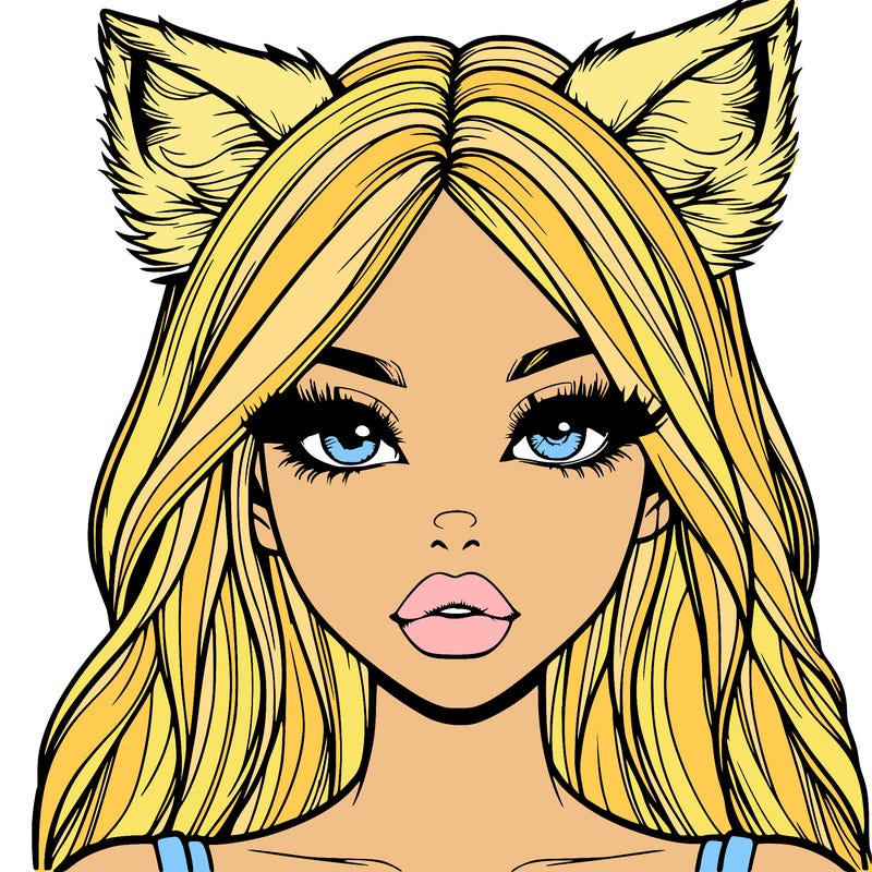 realistic girl with fox ears and realistic lips