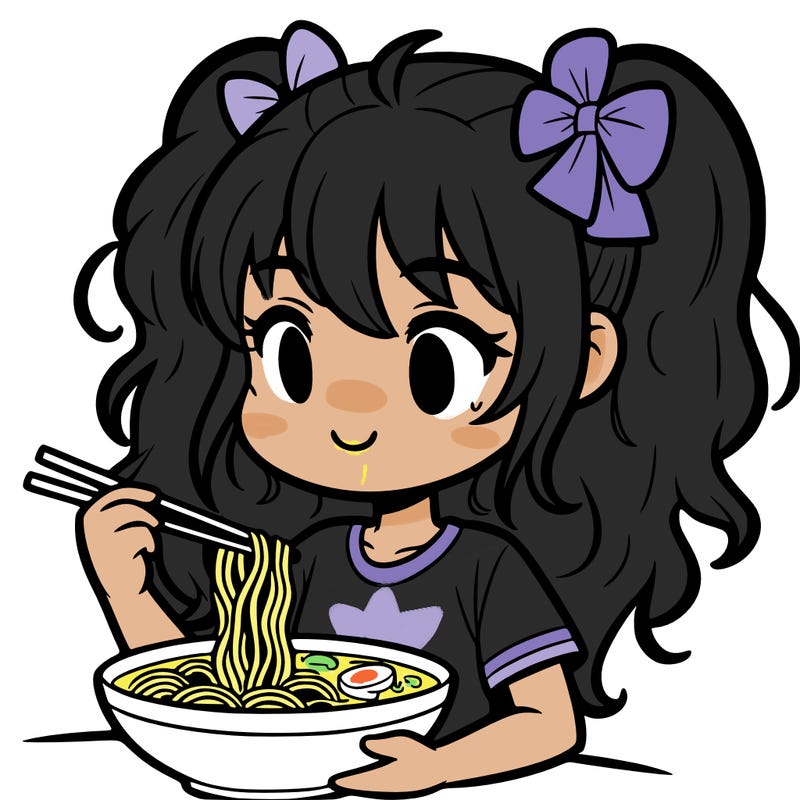 a girl eating ramen