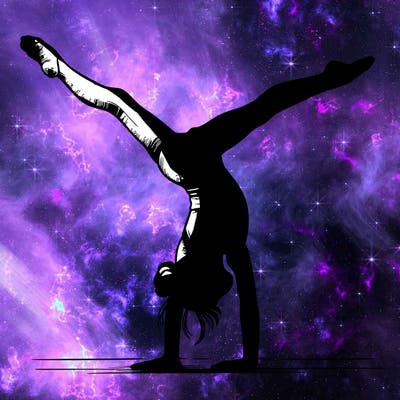 realistic gymnastic hand stand girl in four splits