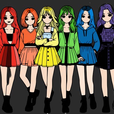 a group of girls realistic