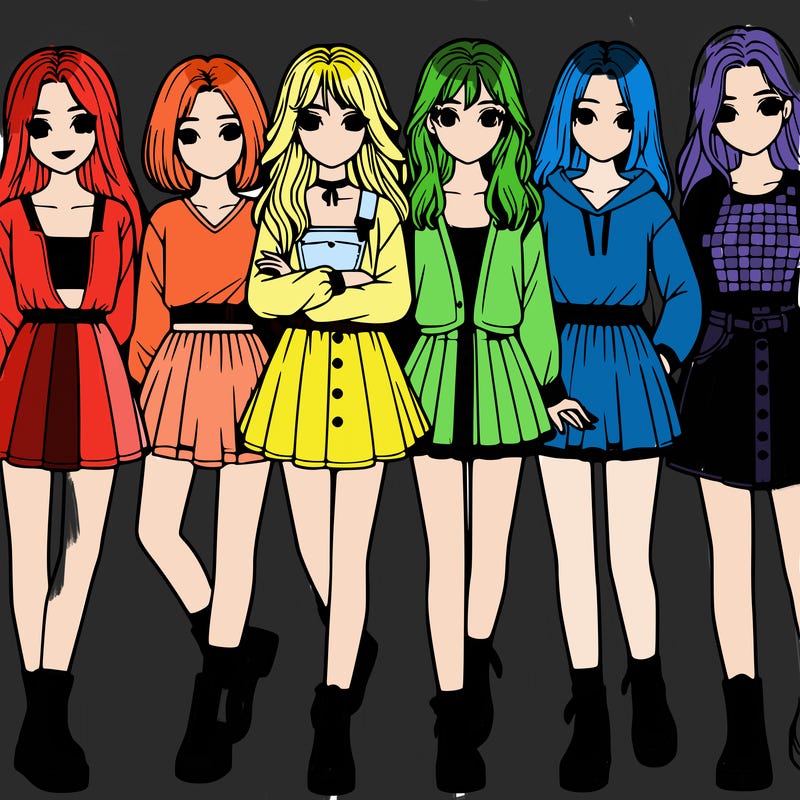 a group of girls realistic