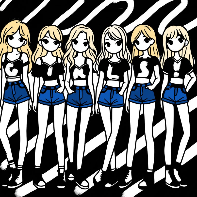a group of girls wearing crop tops and shorts
