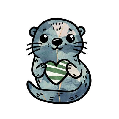 otter with a heart