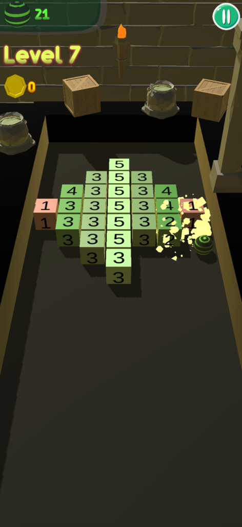 Bricks 3D Breaker - Bricks 3D Breaker gameplay showing ball hitting numbered blocks on level 7