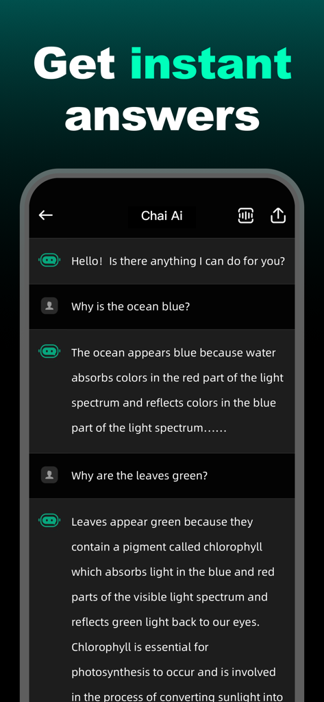 AiMaster -Ask Ai Anything - AiMaster app interface showing instant AI-generated answers to scientific questions.