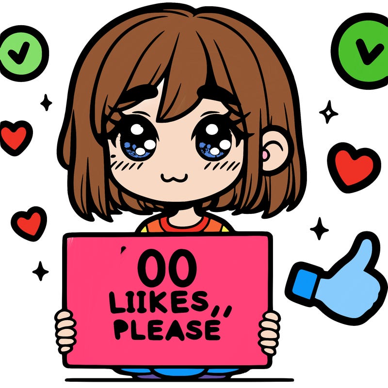 a girl with a sign saying 100 likes, please