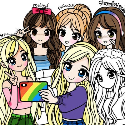 group of girls taking a selfie cutie