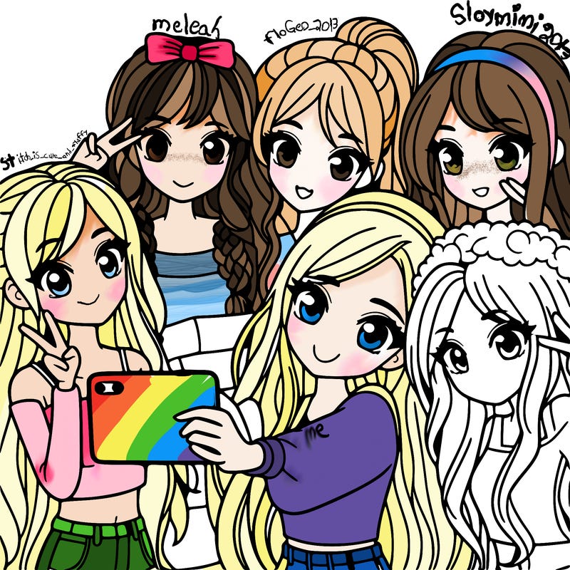 group of girls taking a selfie cutie