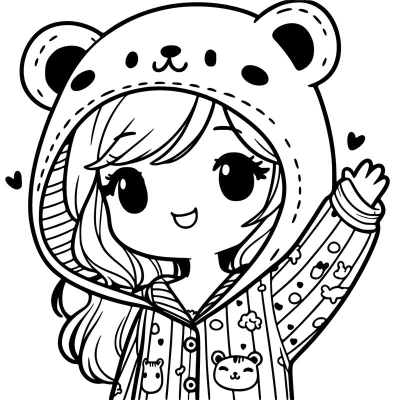 girl in animal hoodie pyjamas