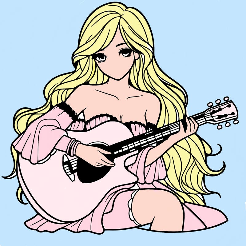 beautiful girl playing the guitar