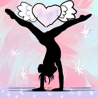 realistic gymnastic hand stand girl in four splits