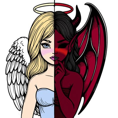 realistic angel half demon