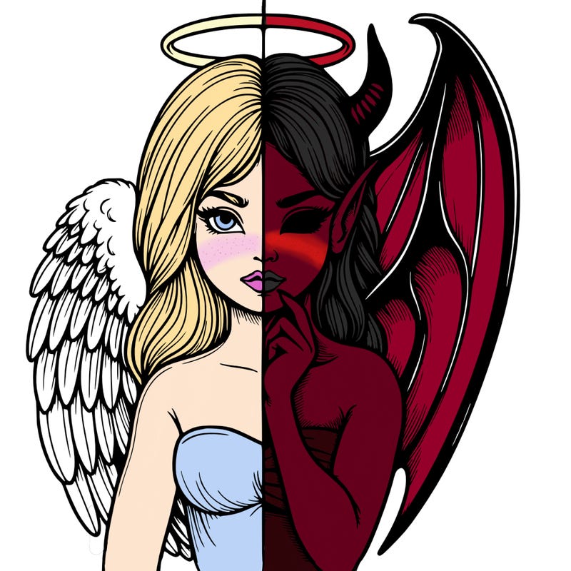 realistic angel half demon