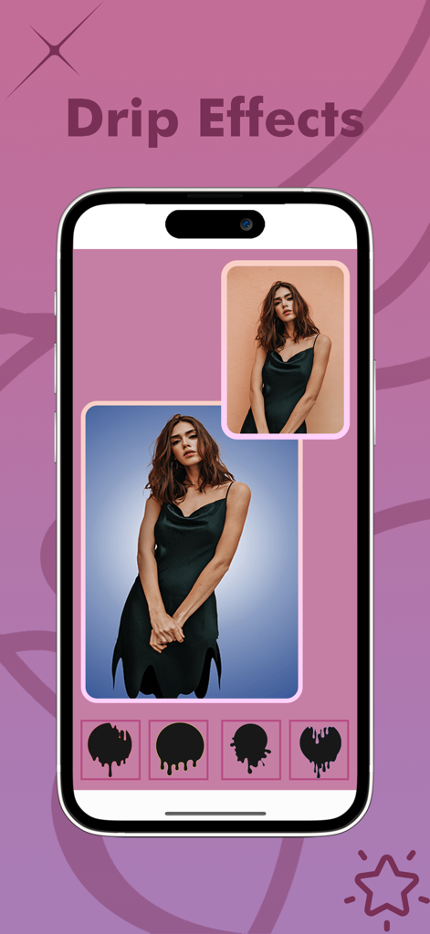 Pixel Lab app showing drip photo effect feature on a smartphone