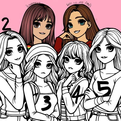 a group of girls realistic
