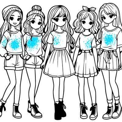 a group of five girls