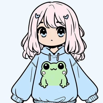 girl wearing frogging sweatshirt