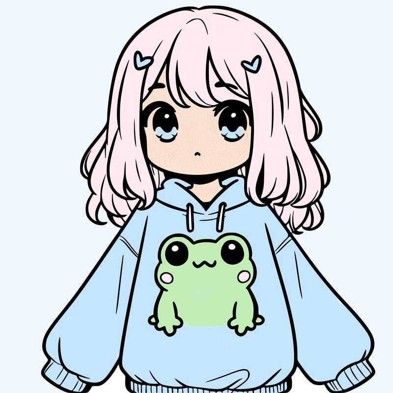 girl wearing frogging sweatshirt