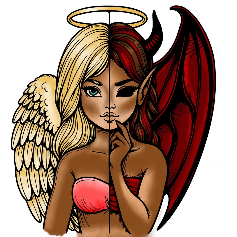 realistic angel half demon