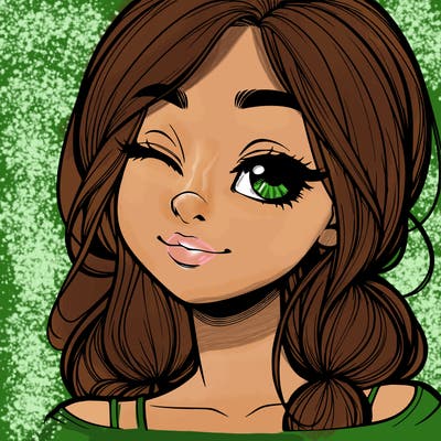 realistic girl with squinted eyes