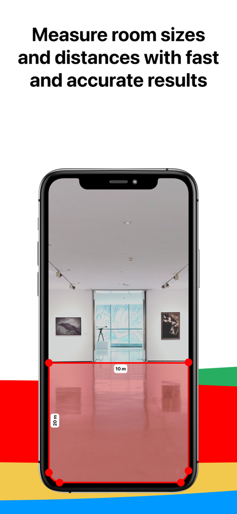 Field Area MeasureーLand Parcel - iPhone affichant la mesure de sol en réalité augmentée d'une pièce