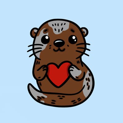 otter with a heart