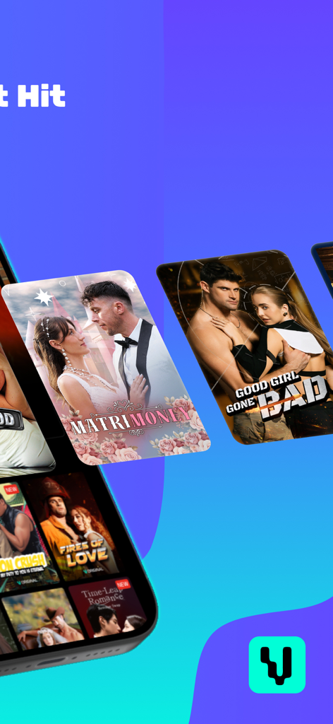 Interface of the Vigloo app showing various short drama series posters like Matrimoney and Good Girl Gone Bad