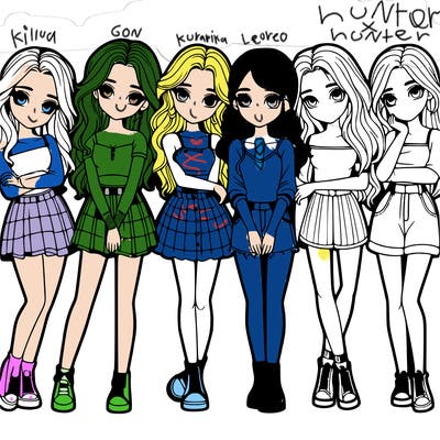 a group of girls realistic