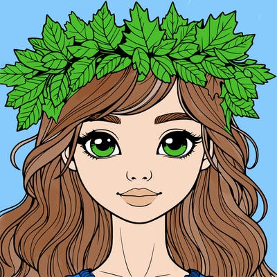 realistic girl with fall leaf crown