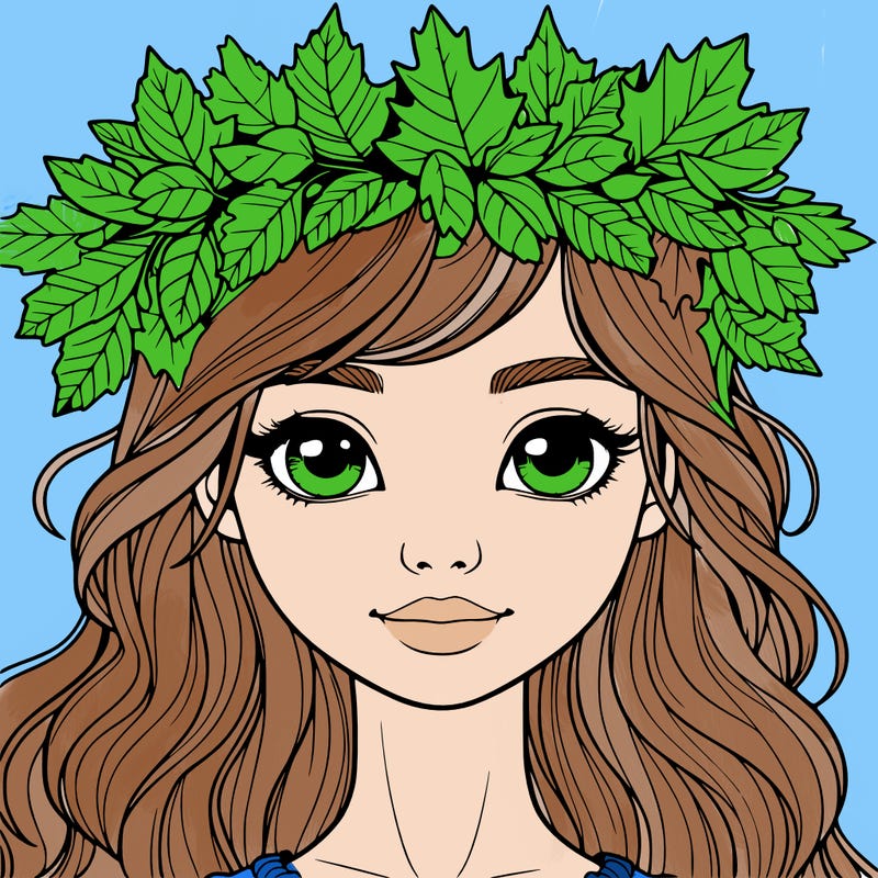 realistic girl with fall leaf crown
