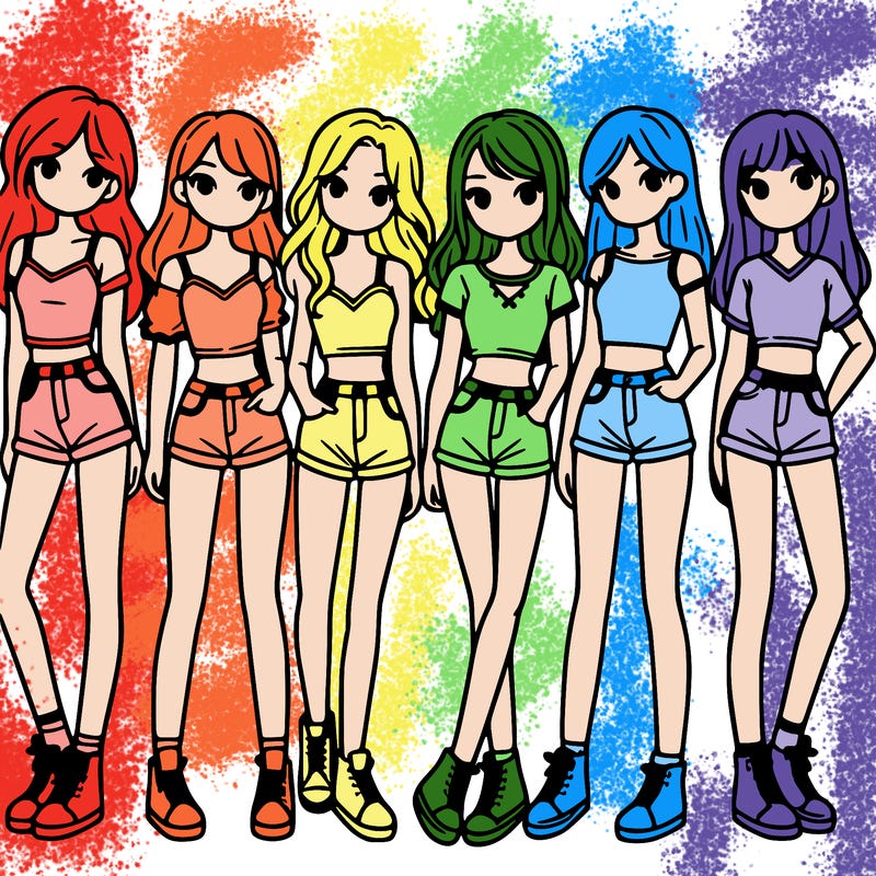 a group of girls wearing crop tops and shorts