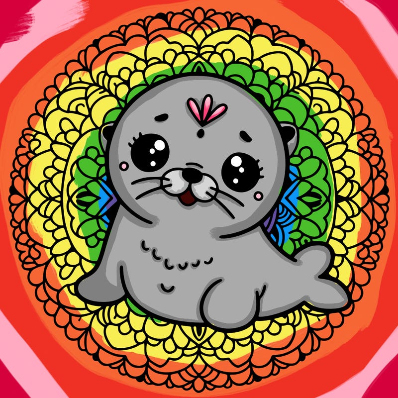 a cute baby seal mandala