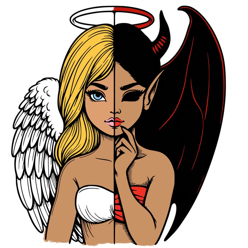 realistic angel half demon