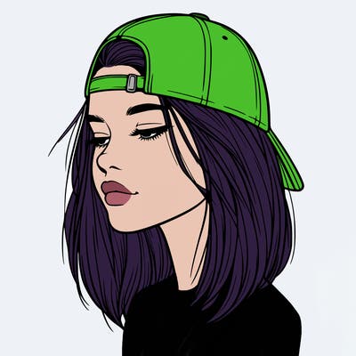 realistic  girl with a backwards hat