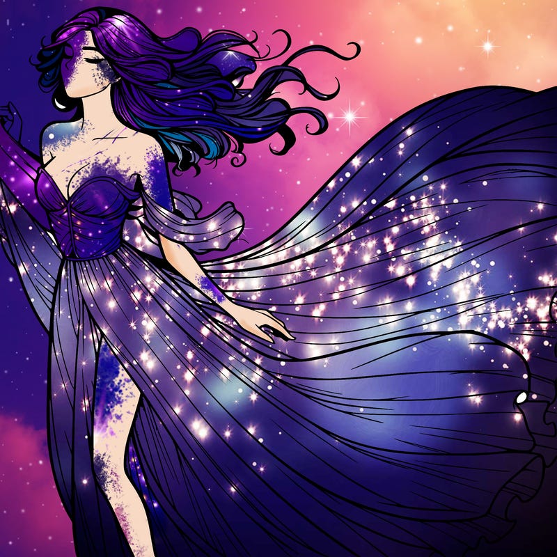 realistic woman in dress flowing the the wind