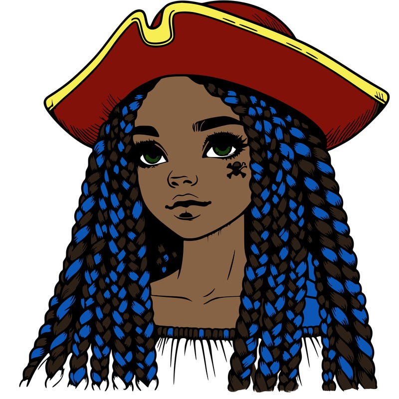 realistic girl with box braids and i realistic pirate hat