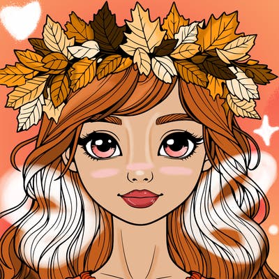 realistic girl with fall leaf crown