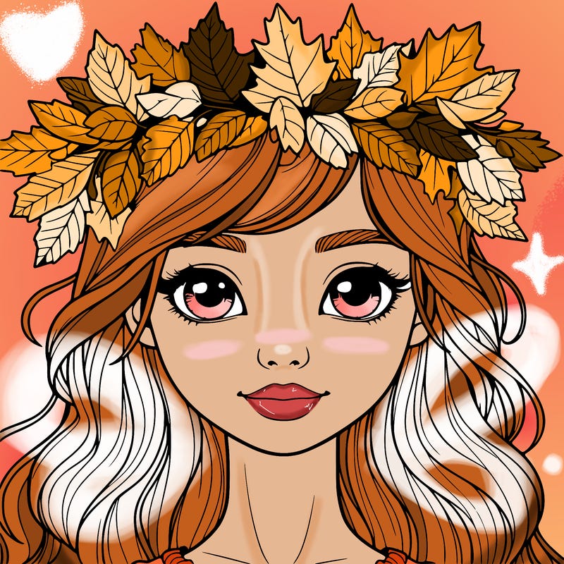 realistic girl with fall leaf crown