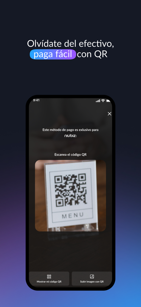 Nueva BanBif App - Interfaz móvil de la Nueva BanBif App que muestra un escáner de código QR para realizar pagos digitales a través de Niubiz