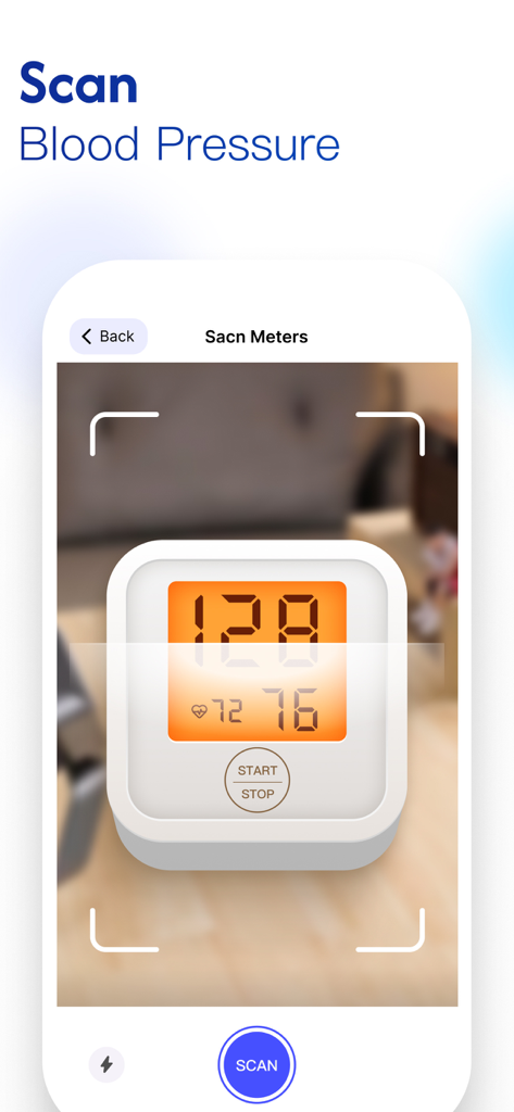 My BP Tracker: Stay Healthy - Escaneo de un monitor de presión arterial con la interfaz de cámara de la aplicación My BP Tracker