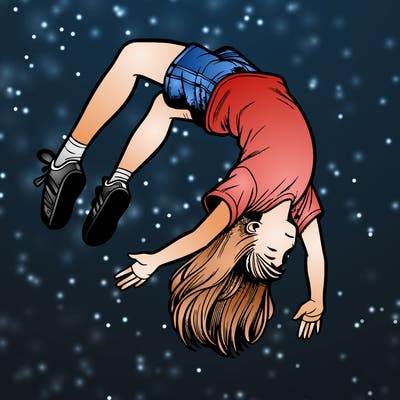 realistic girl doing a backflip