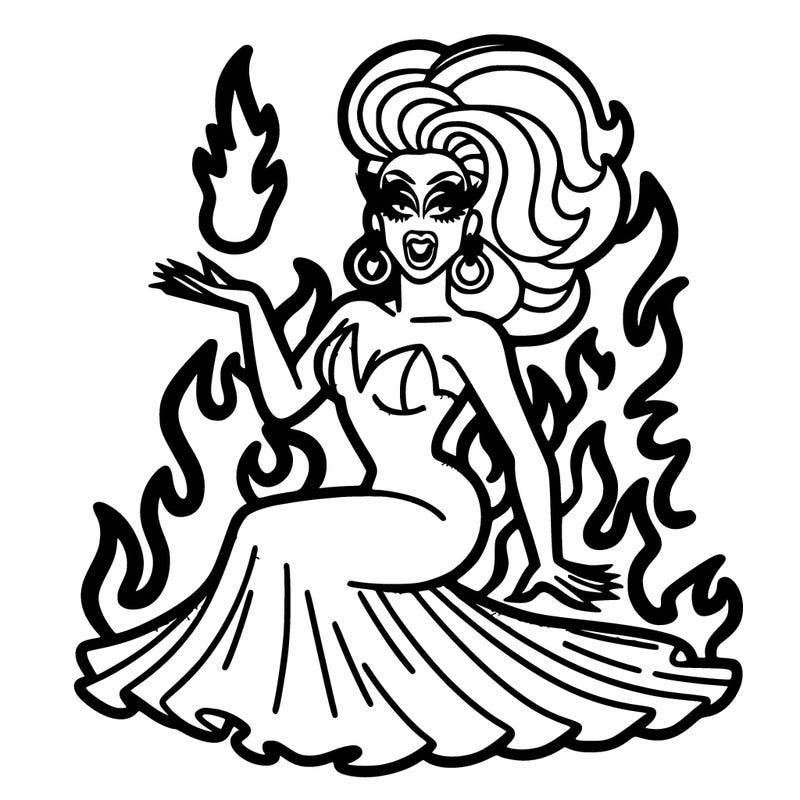 drag queen on fire
