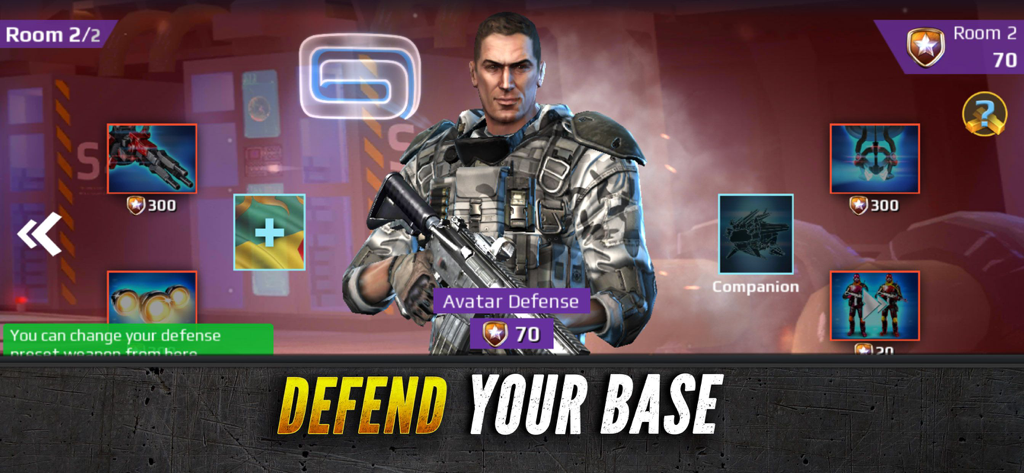 Sniper Fury: FPS Shooting Game - Sniper Fury character customization screen for base defense mode with tactical soldier