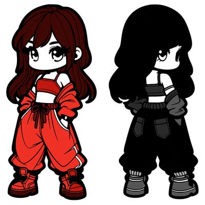girl in crop top and baggy pants