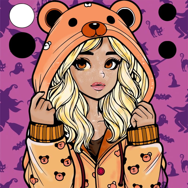 realistic girl in a animal pjs hoodie