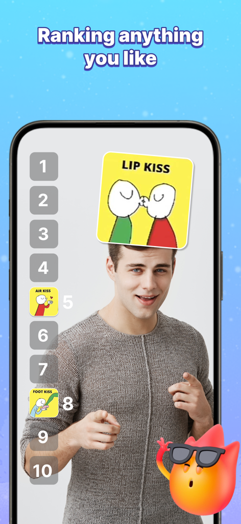 Funny Filter Challenge - A man using an AR ranking filter in the Funny Filter Challenge app